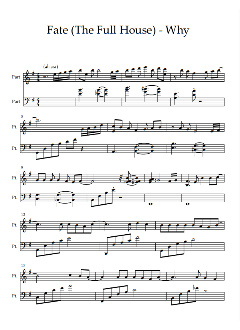 Fate sheet piano